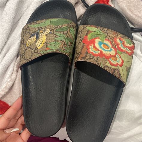 butterfly gucci shoes|gucci slides with butterfly.